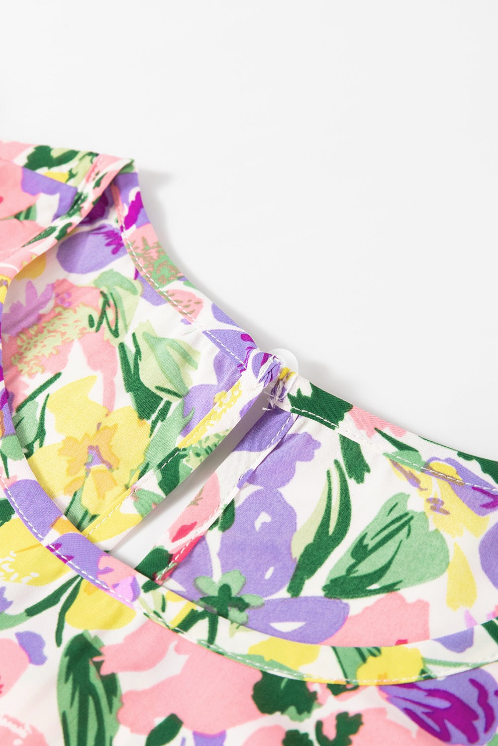 Women’s Floral Puff Sleeve Blouse – Colorful Lavender Spring Summer Top for Work, Casual & Vacation