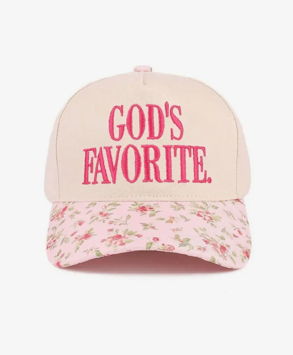 God’s Favorite Floral Trucker Hat | Christian Women’s Baseball Cap | Faith-Inspired Pink Floral Hat