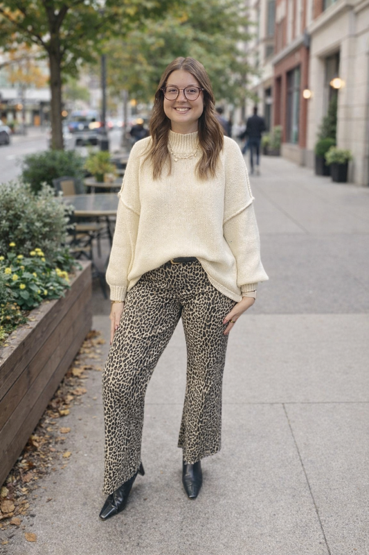 Wild Grace Leopard Animal Print Wide-Leg Pants