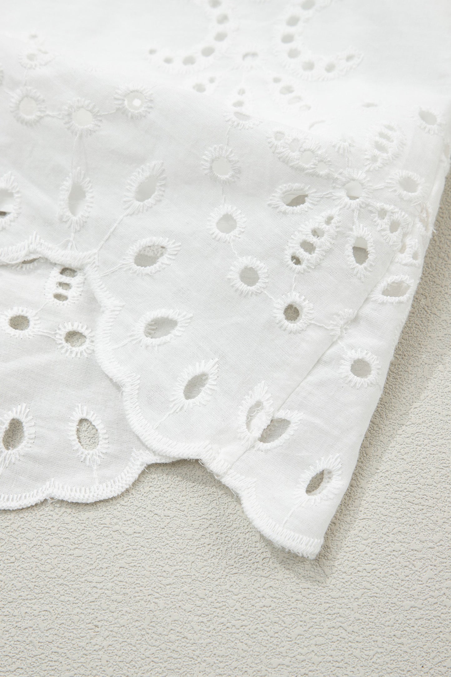 Timeless Elegance White Eyelet Collared Shift Dress