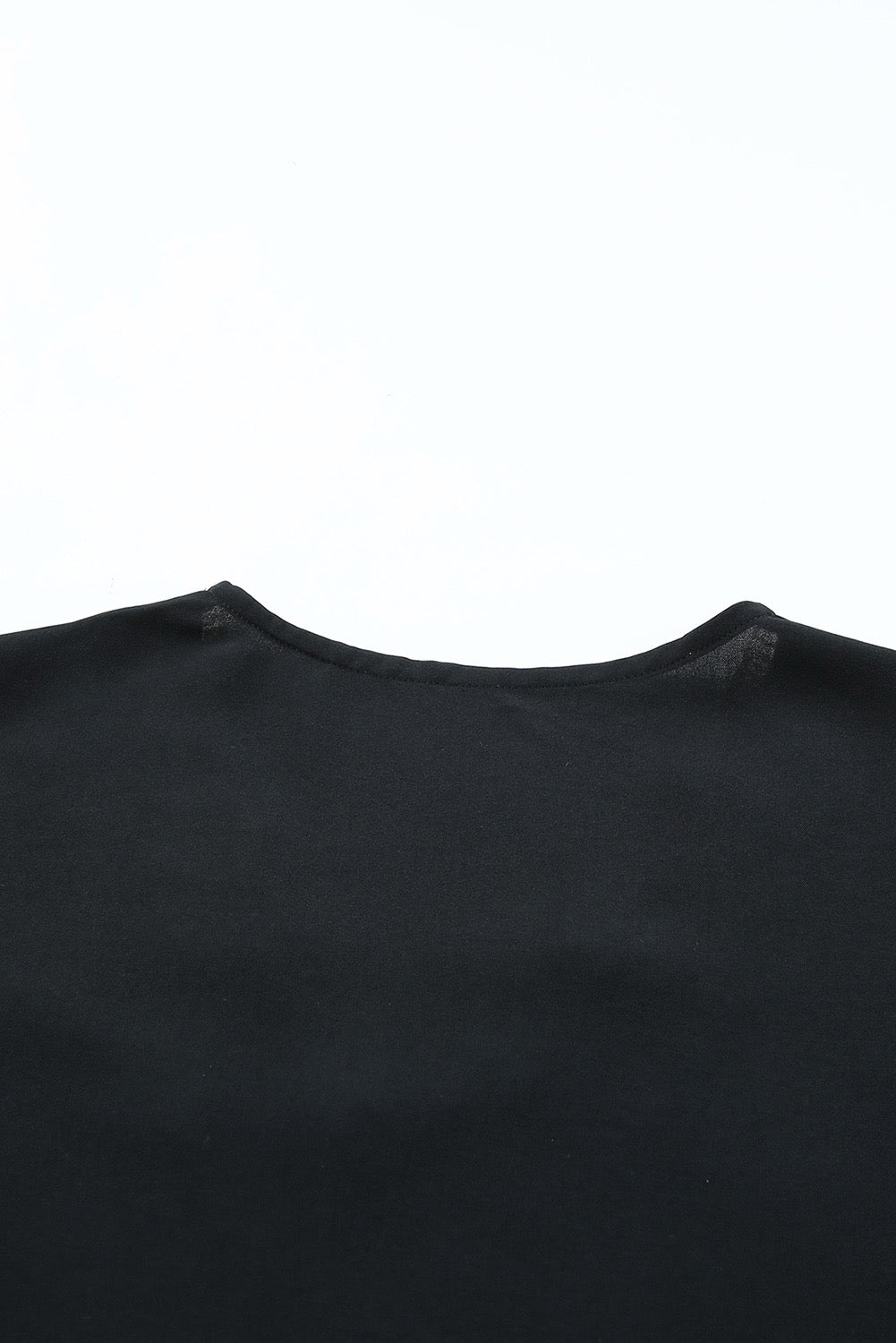Elegant Lace Trim V-Neck Blouse – Black Short Sleeve Dressy Casual Top