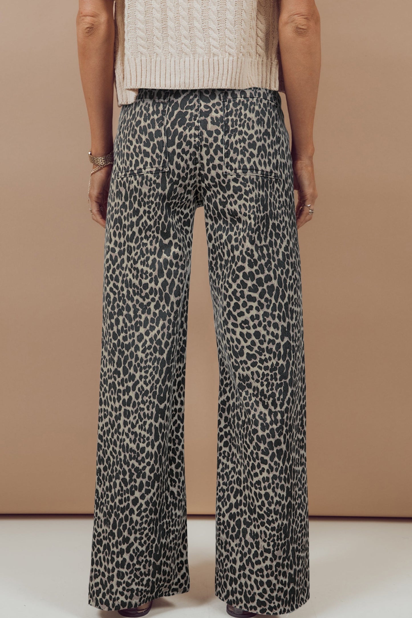 Wild Grace Leopard Animal Print Wide-Leg Pants