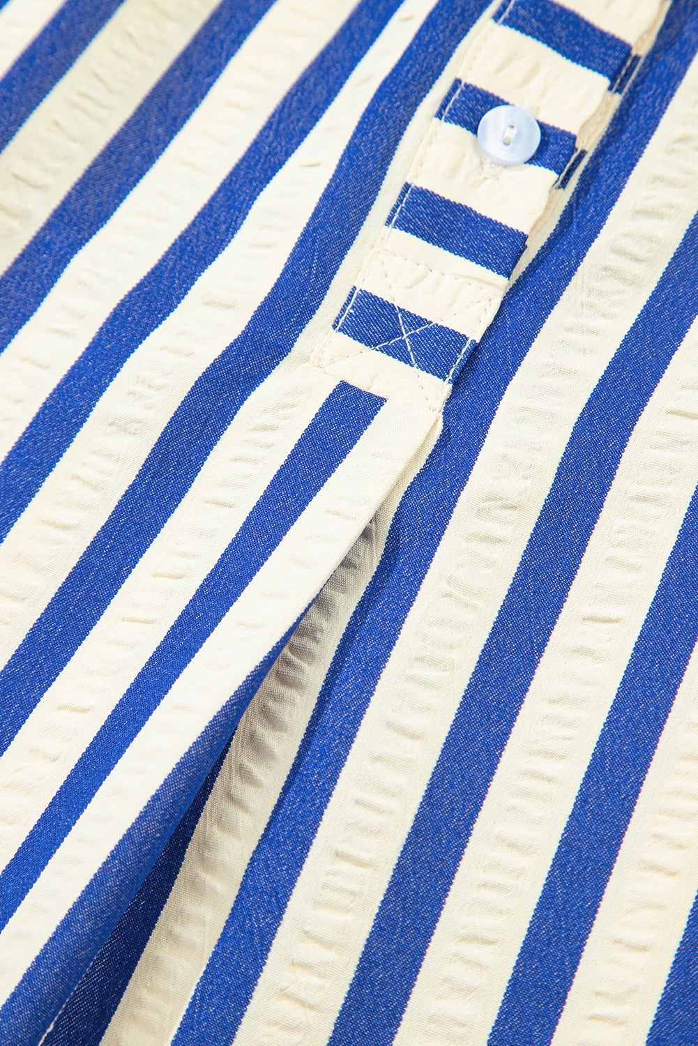Blue & Ivory Striped Collared Mini Dress for Women | Chic Long Sleeve Boutique Shirt Dress