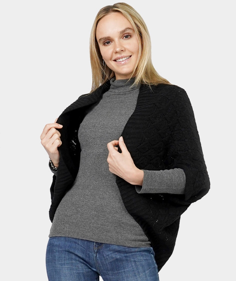 Cozy Chic Open Knit Batwing Cardigan Shrug