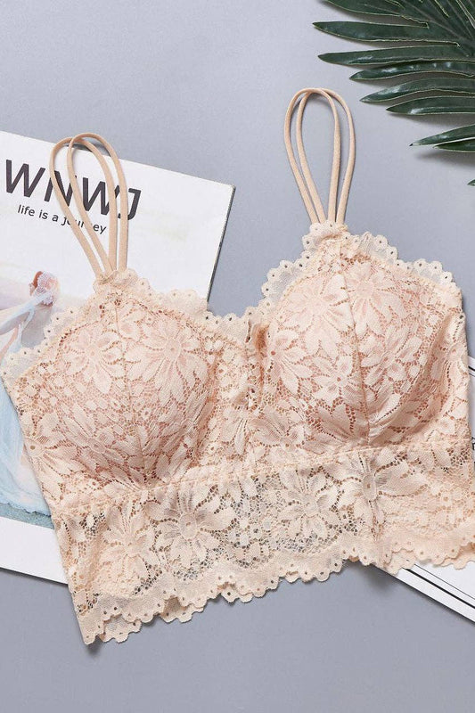 Lace Bralette for Women | Floral Lace Cami Top: Beige