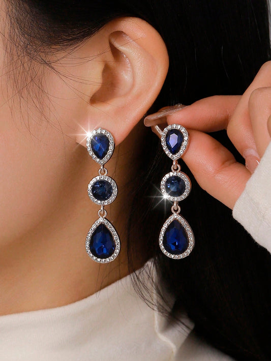 Sapphire Inspired Rhinestone Earring- Blue