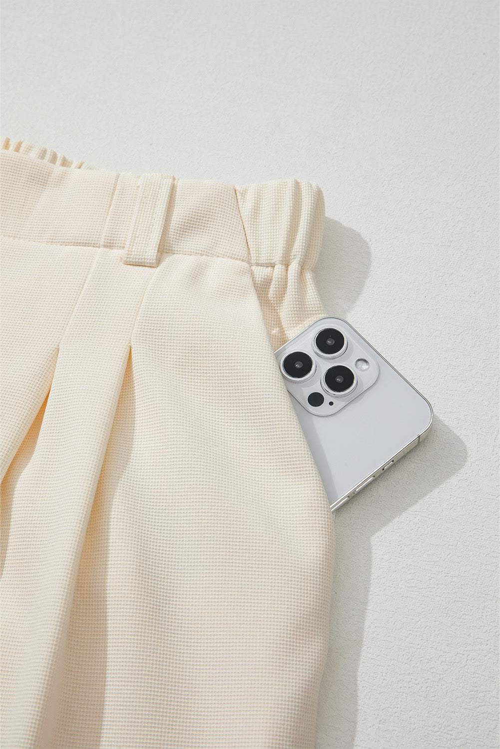 Cream Women’s High Waisted Wide Leg Dress Pants with Elastic Back Waist – Comfortable Business Casual Work Trousers