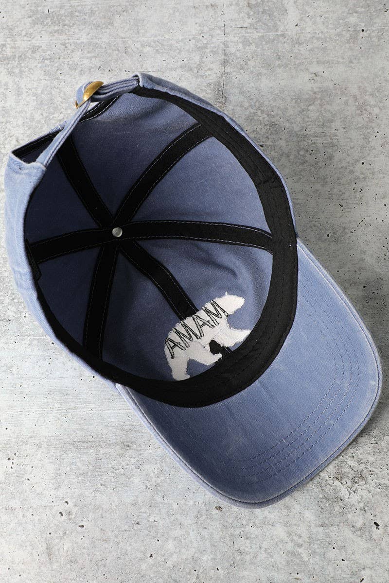 Mama Bear Embroidered Denim Baseball Cap – Light Blue Adjustable Mom Hat
