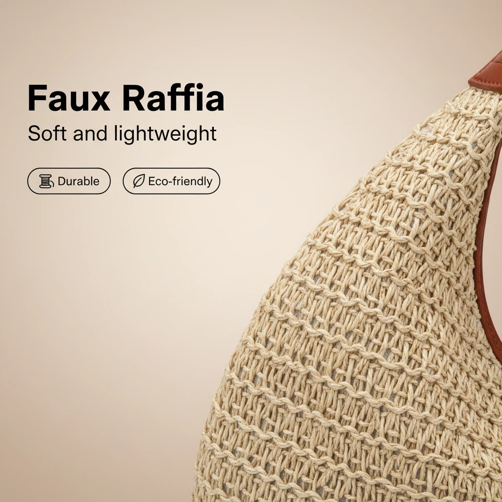 Woven Straw Hobo Shoulder Bag with Vegan Leather Strap – Natural  Handbag