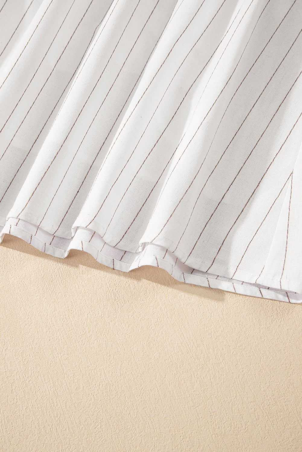 White Striped Midi Dress for Women – Sundress with Pockets, Casual Flowy Dress