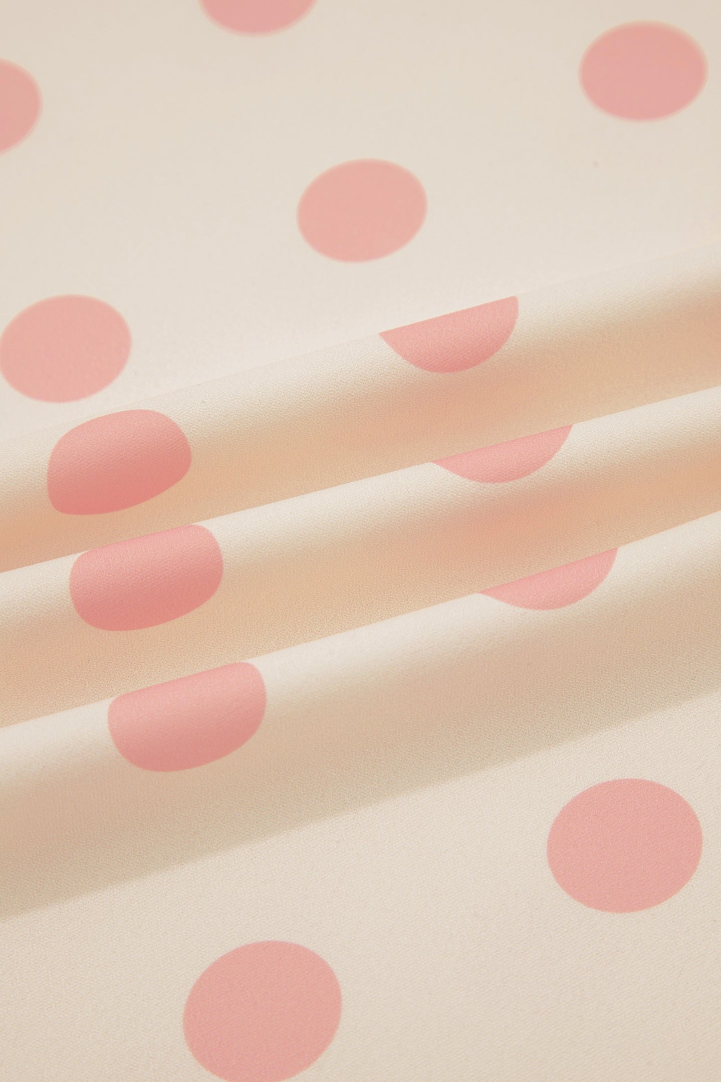 Cream & Pink Polka Dot Wide Leg Pants for Women – High Waisted Flowy Trousers with Pockets & Elastic Back Waist