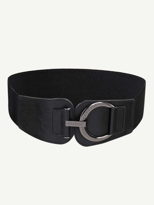 Wide Band  Buckle Belt - Black