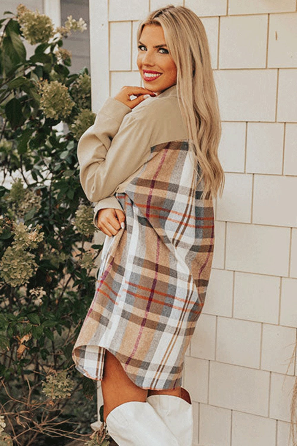 Plaid Button-Down Shirt Dress with Pockets – Long Sleeve Casual Fall Style