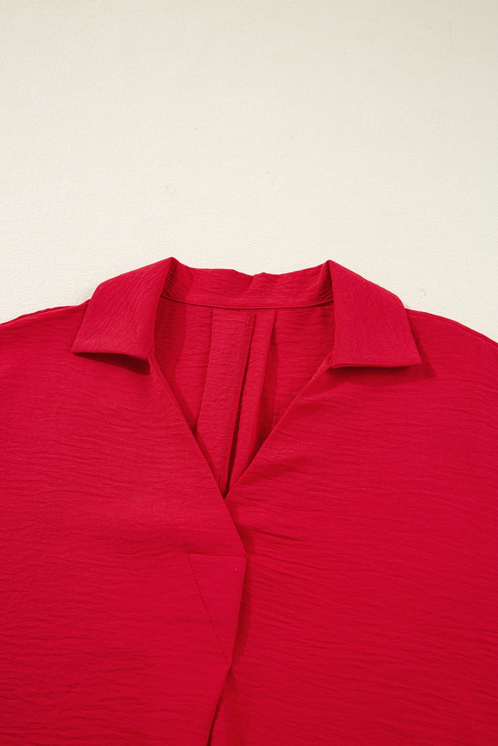 Chic Red Smocked Sleeve Blouse – Effortlessly Elegant Holiday Top