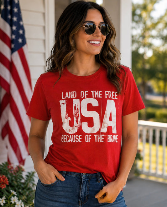 Land of the Free USA Graphic Tee | Patriotic Women’s Fourth of July T-Shirt