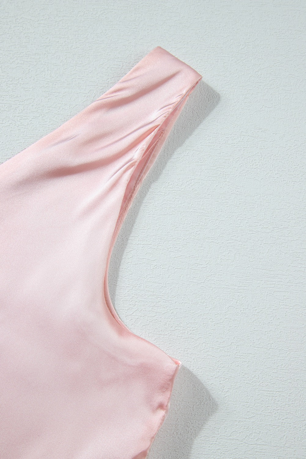 Blush Satin V-Neck Tank Top for Women – Casual Sleeveless Blouse, Elegant Layering Top for Work or Evening