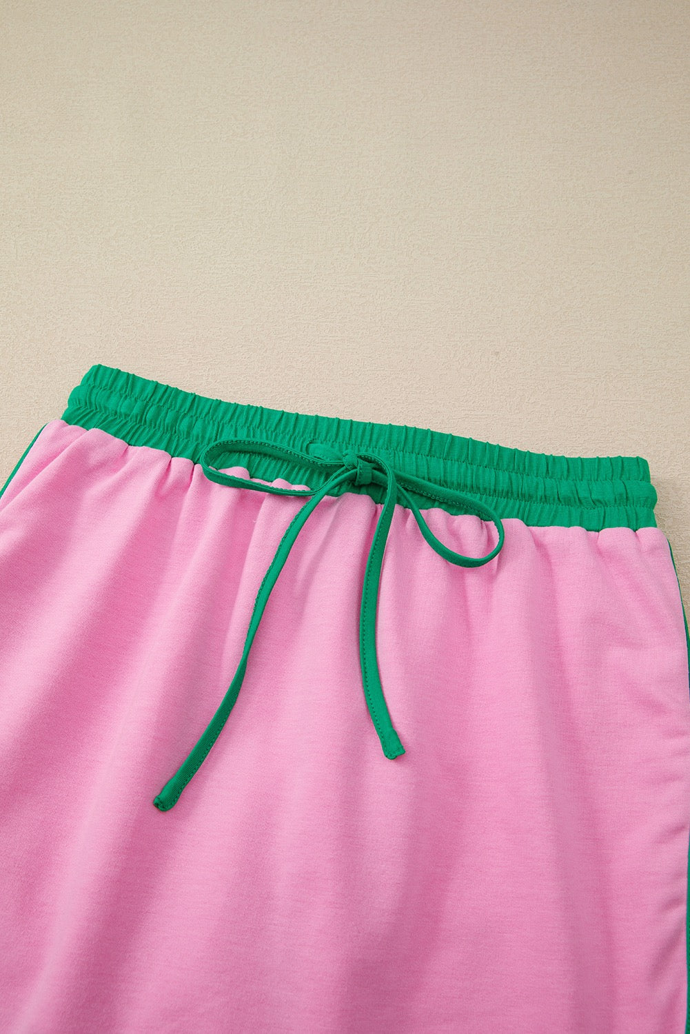 Two-Piece Color Block Skort Set -Pink Green Trim