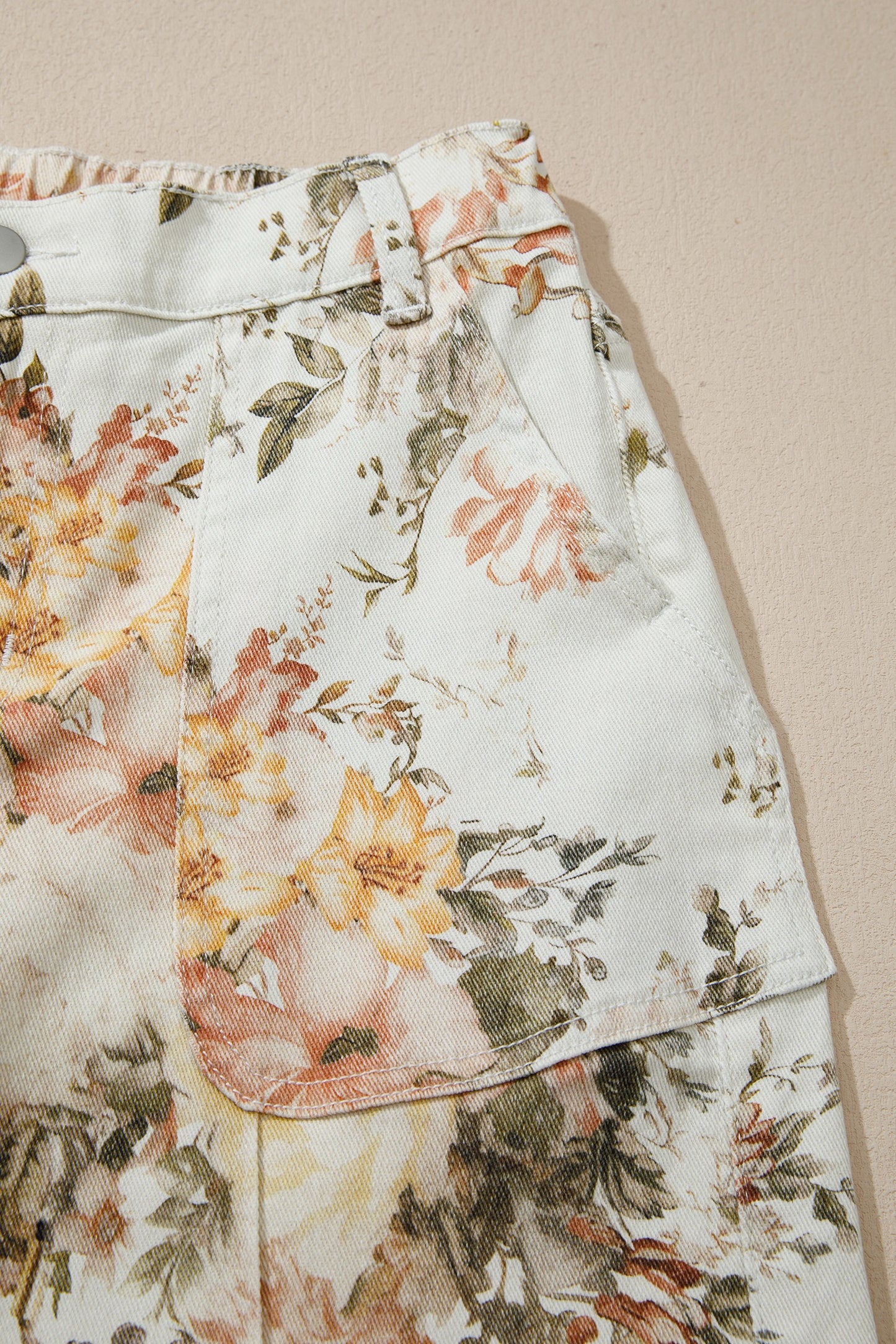 Boho Floral Wide Leg Pants for Women | High Waist Vintage Botanical Print Palazzo Trousers with Pockets