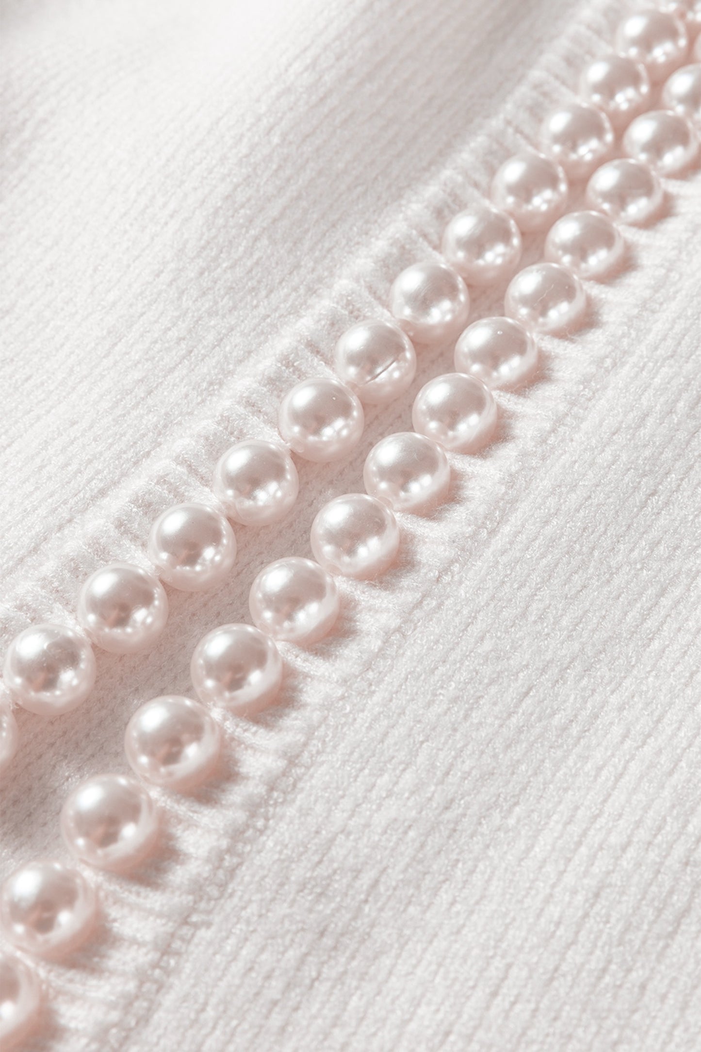 Pearl Elegance Cardigan — Luxe Cream Ribbed Knit Sweater with Pearl-Trim Open Front