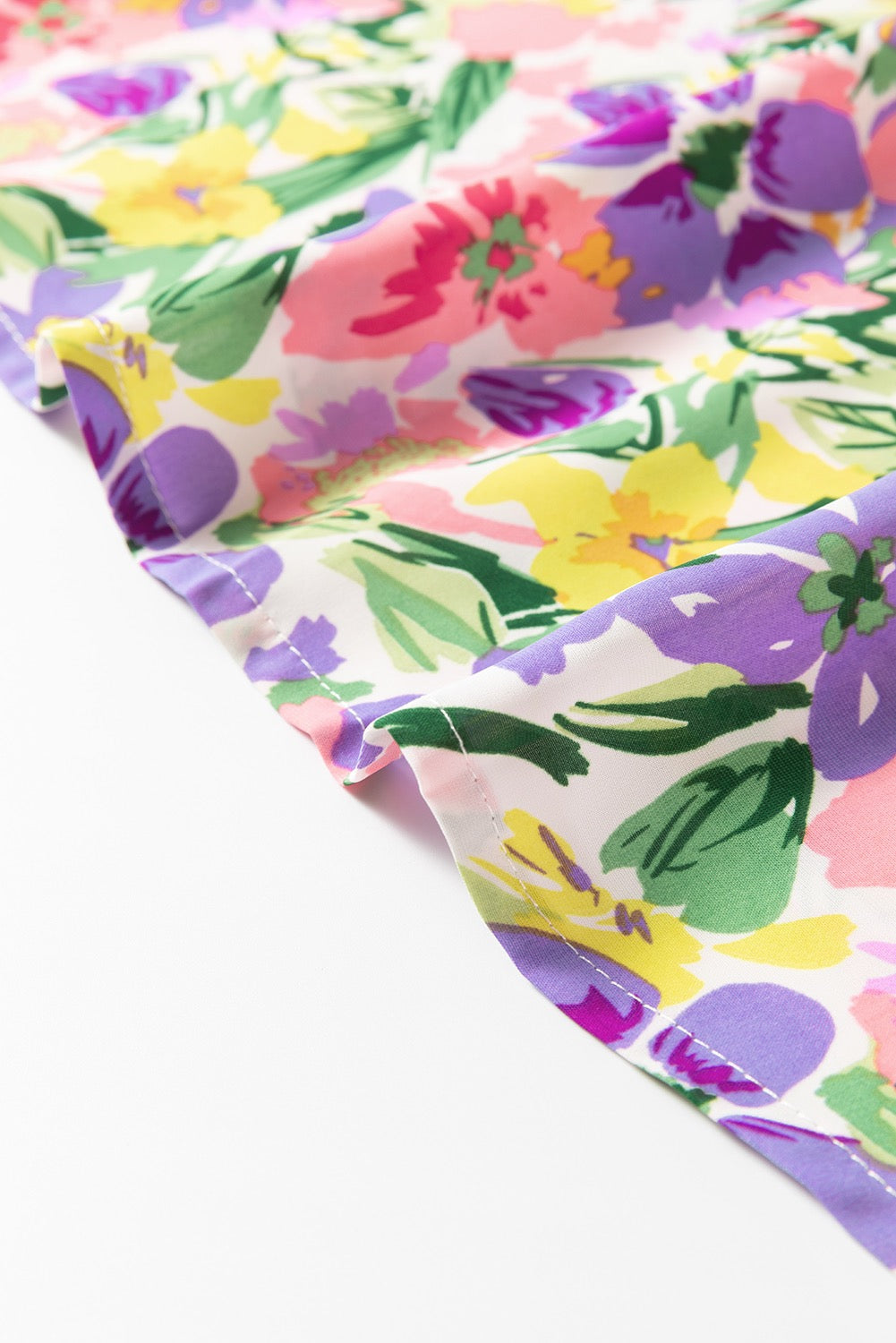 Women’s Floral Puff Sleeve Blouse – Colorful Lavender Spring Summer Top for Work, Casual & Vacation