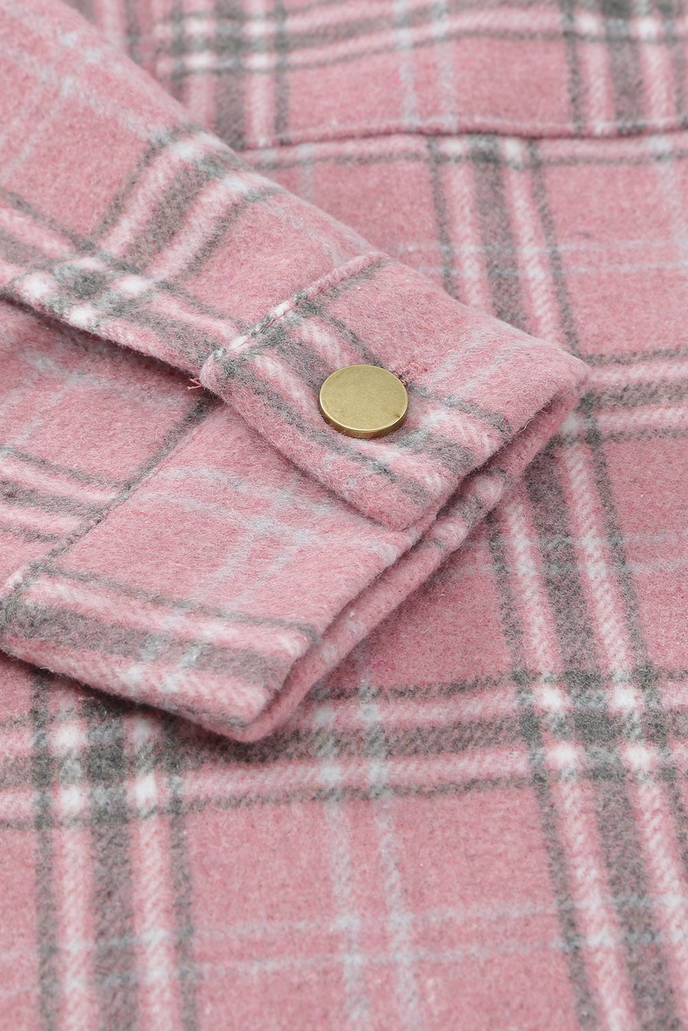 Plaid Pattern Button Shacket - Pink