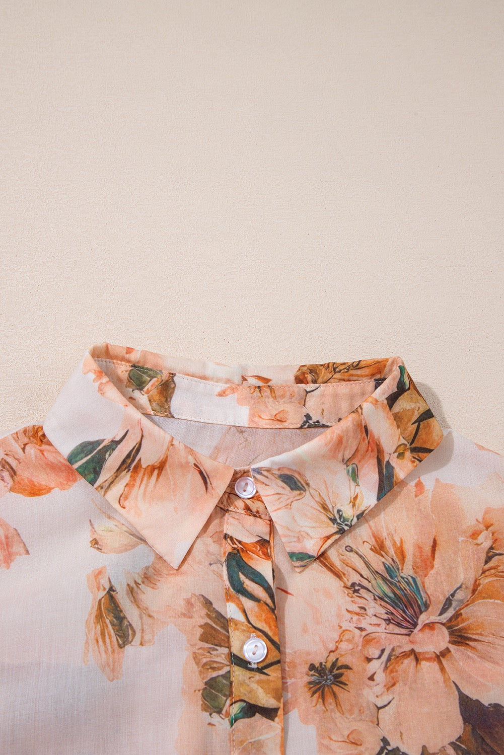Autumn Floral Puff Button-Down Long Sleeve Blouse