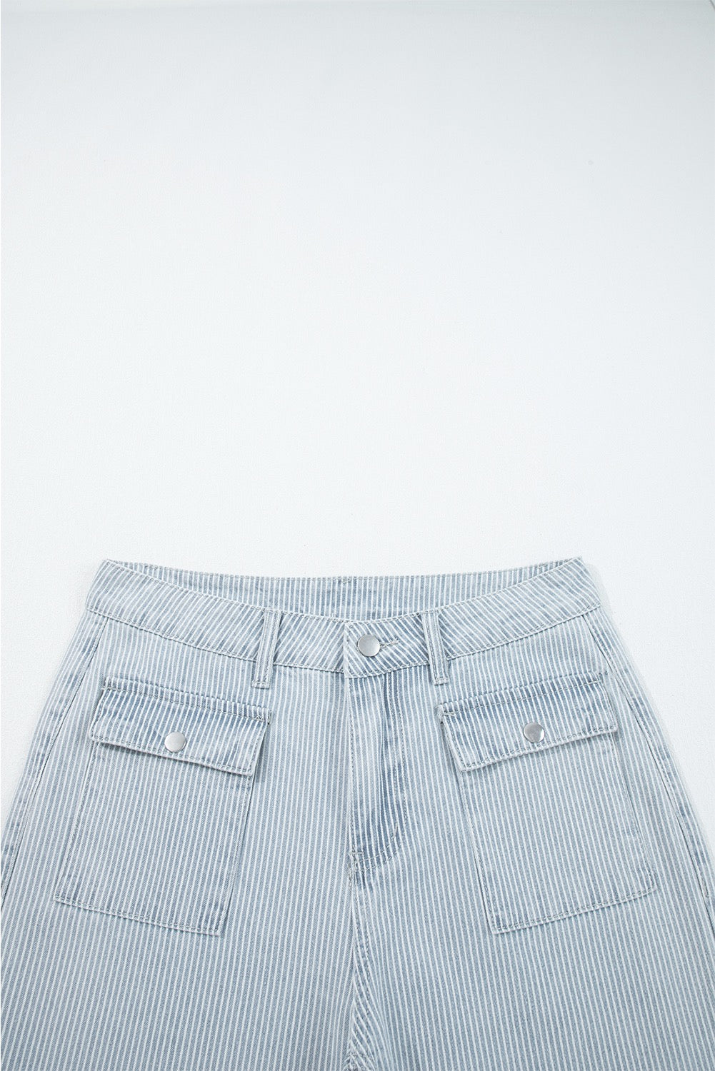 Stripe Wide Leg Jeans with Front Pocket