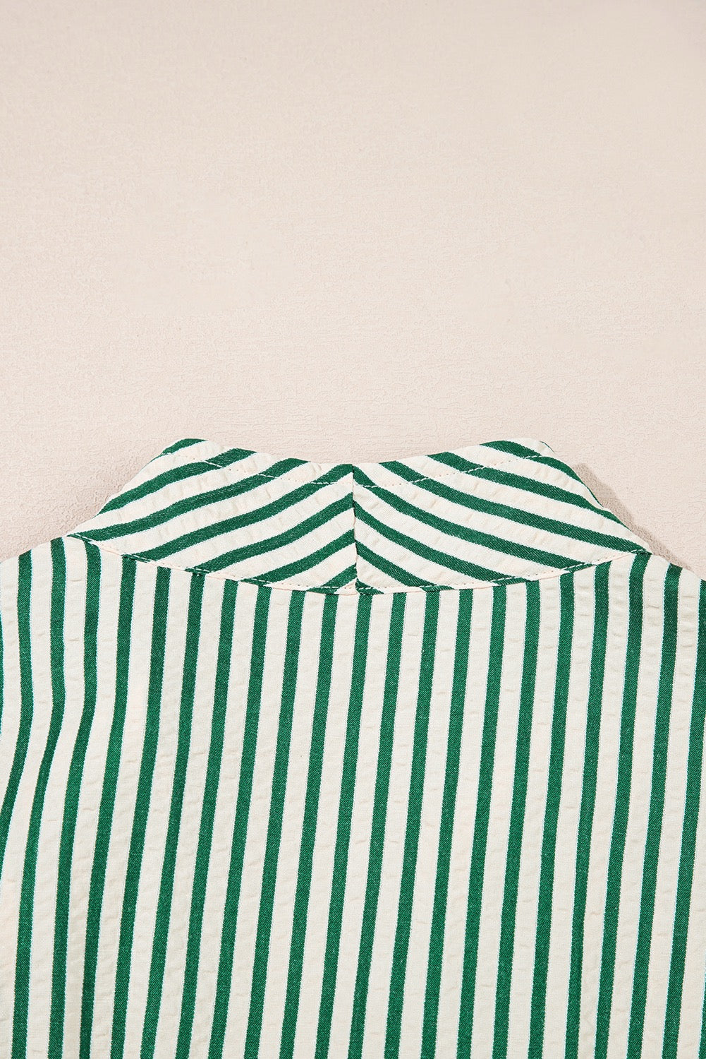 Green & White Striped Zip Front Midi Dress with Pockets | Women’s Long Sleeve Smocked Waist Dress
