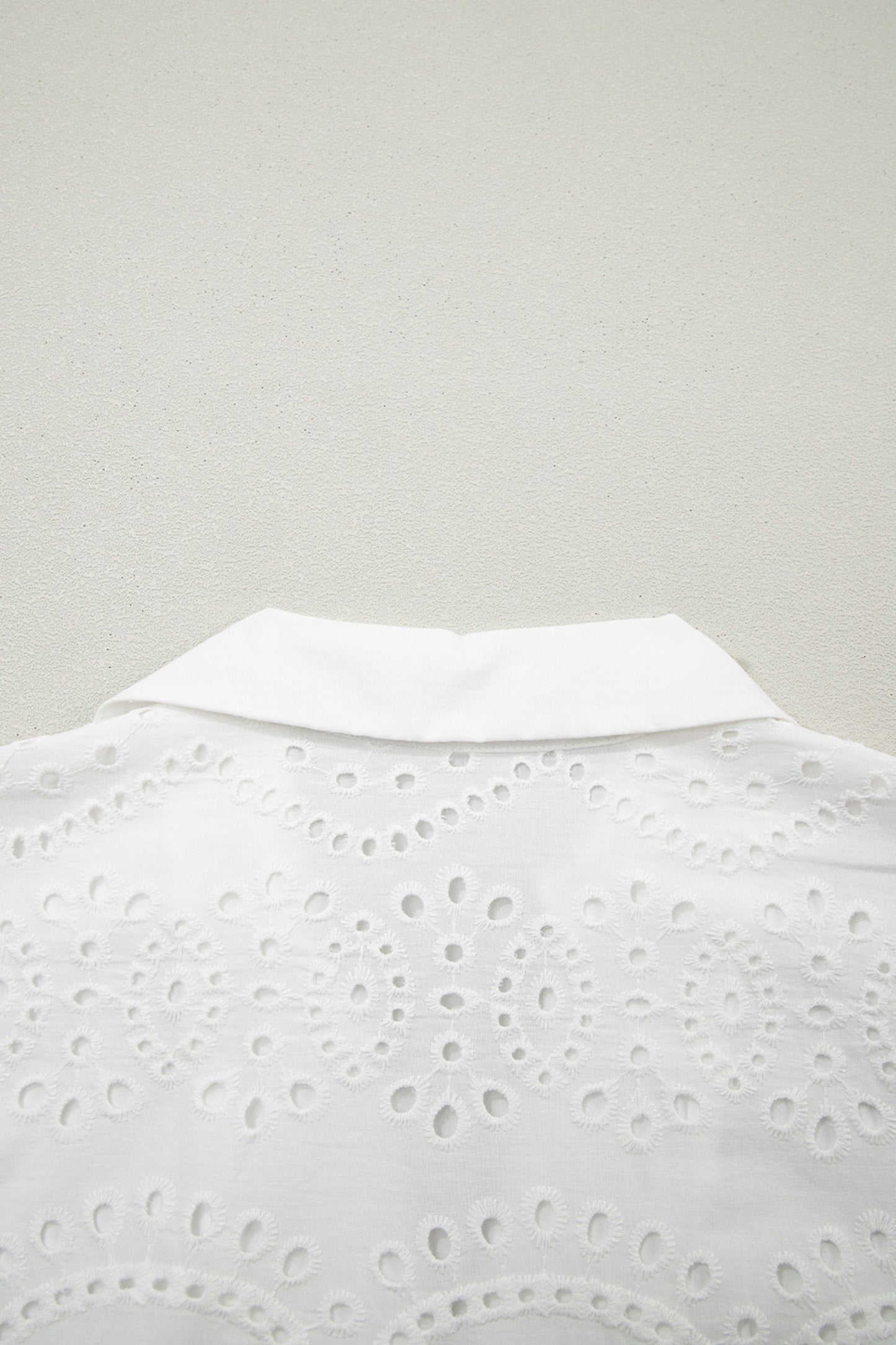 Timeless Elegance White Eyelet Collared Shift Dress