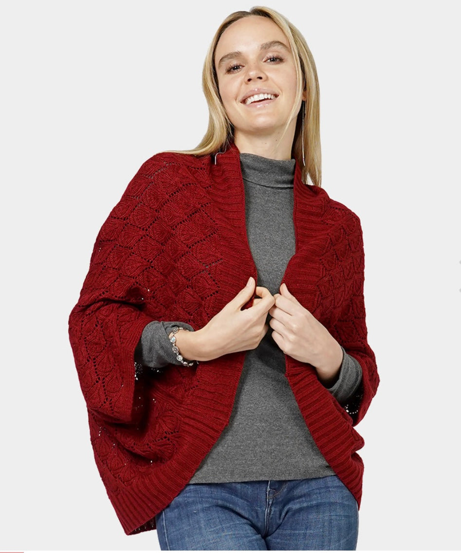 Cozy Chic Open Knit Batwing Cardigan Shrug