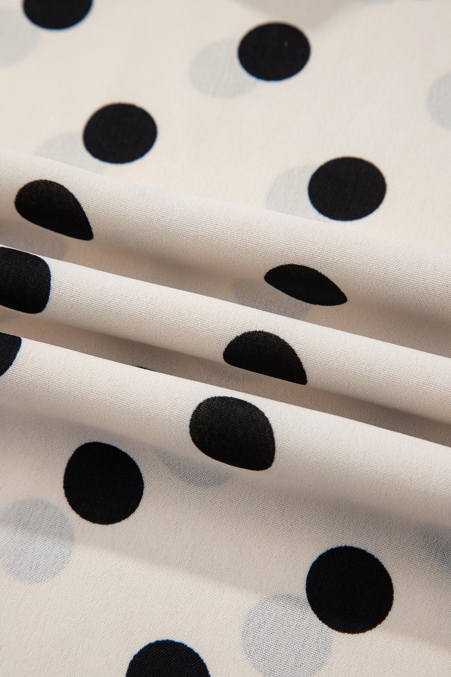 Cream Polka Dot High-Waist Wide Leg Pants with Pockets (Pre-Order)