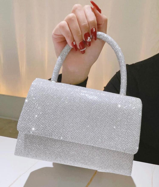 Sequin handbag with removable chain