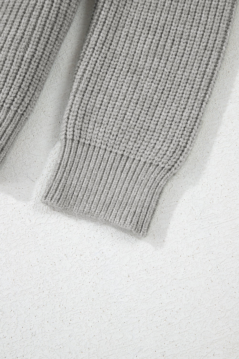 Bow-Front Knit Sweater | Soft Ribbed Long Sleeve -Gray