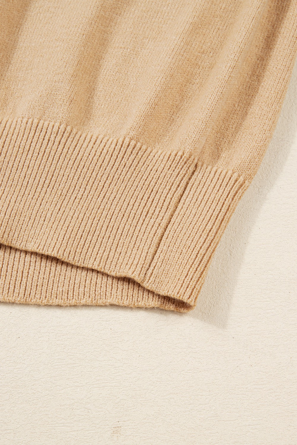 Golden Ease Two-Piece Ribbed Knit Sweater Skirt Set - Beige