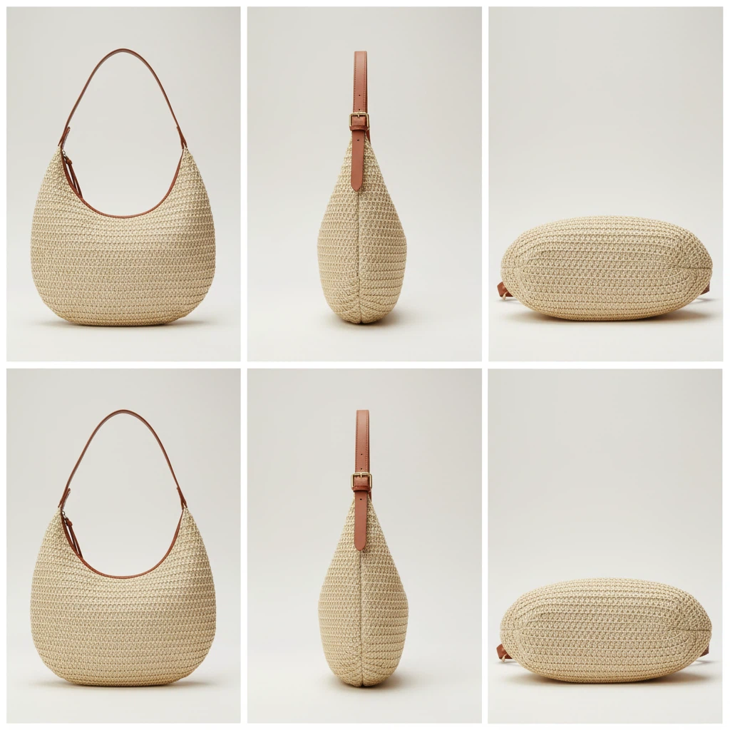 Woven Straw Hobo Shoulder Bag with Vegan Leather Strap – Natural  Handbag