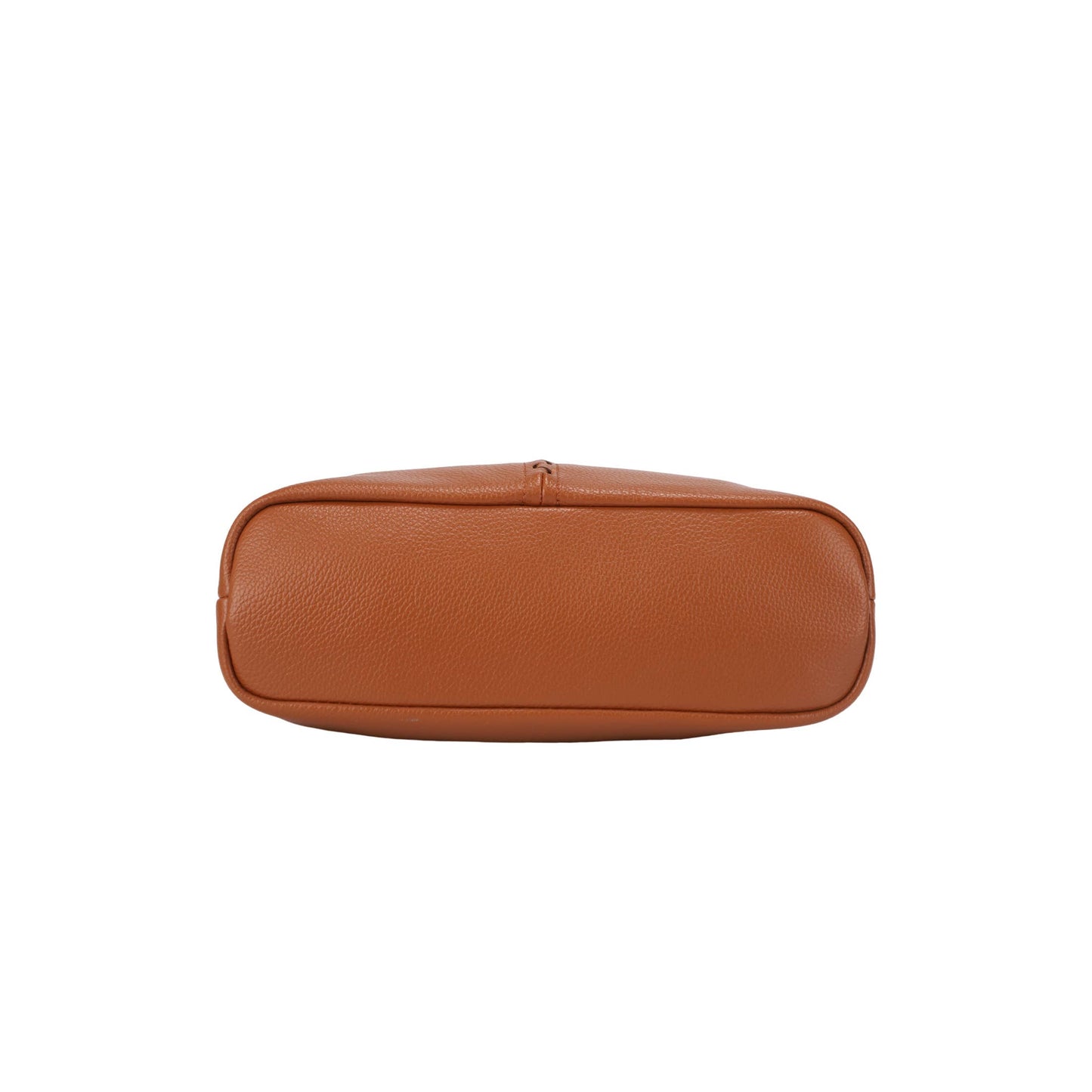 Cognac Faux Leather Slouchy Hobo Bag with Front Zipper Pockets