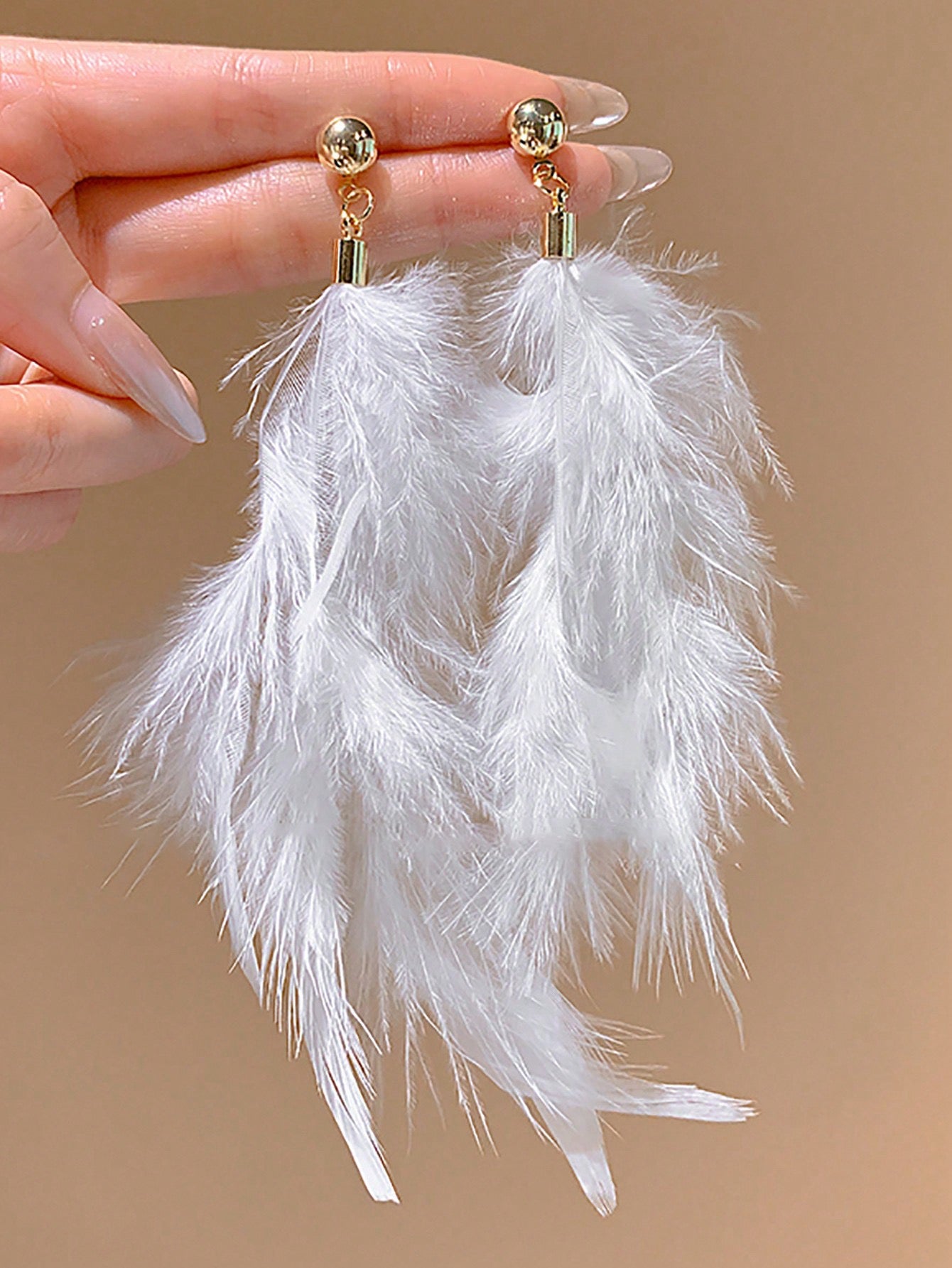 Feather Earrings - White