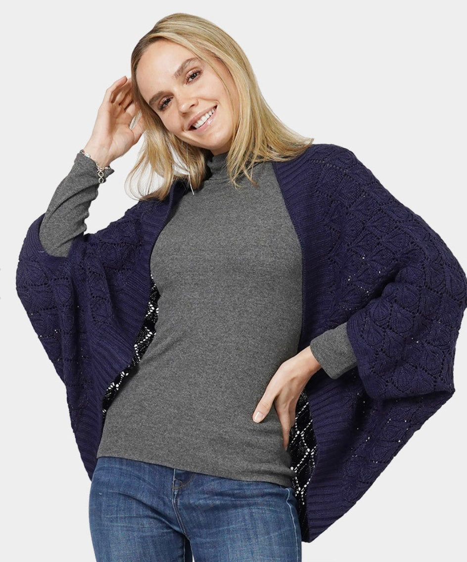 Cozy Chic Open Knit Batwing Cardigan Shrug