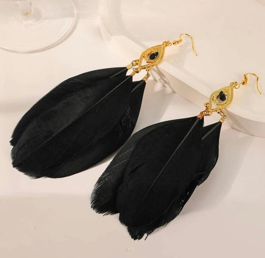 Feather Earring - Black