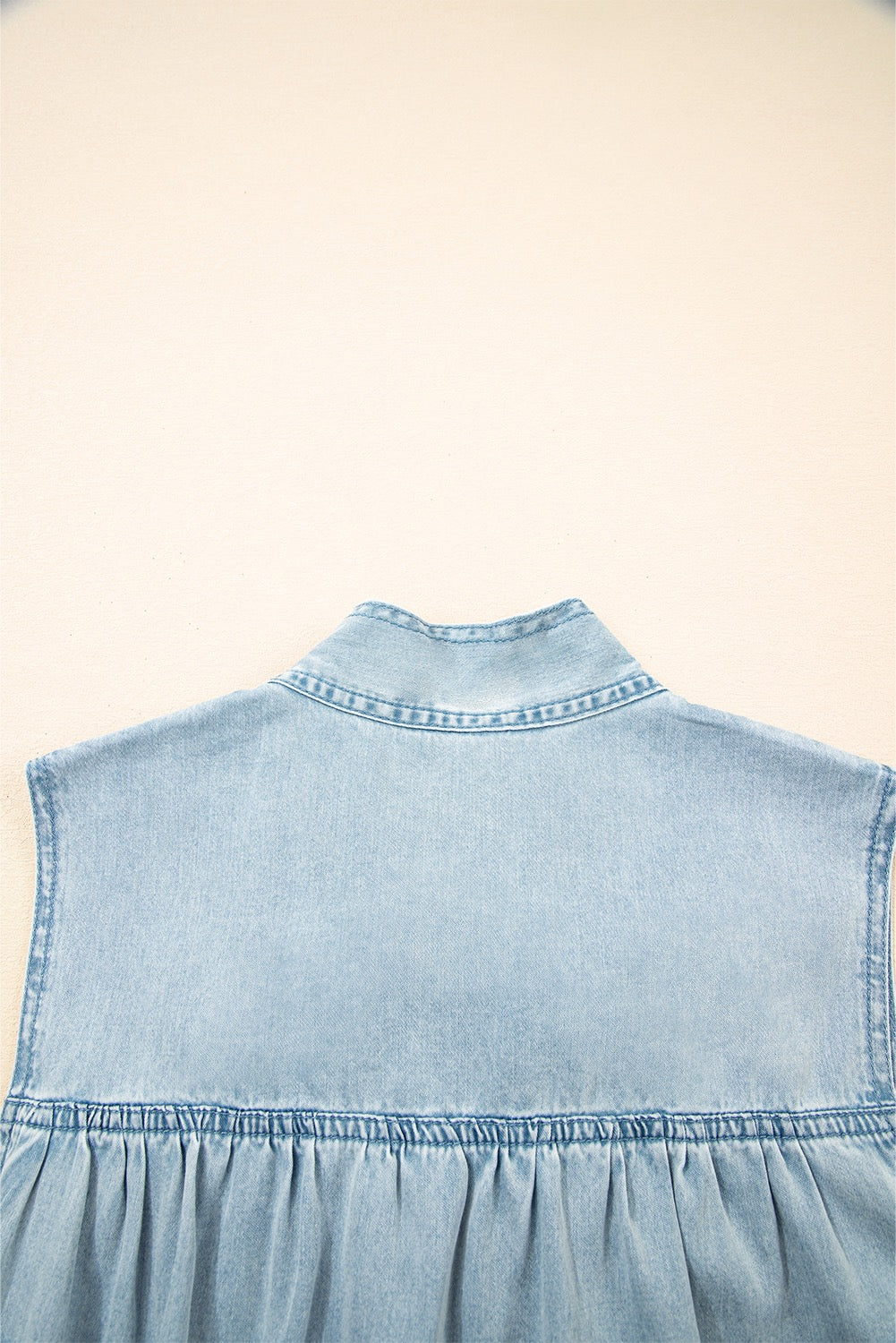 Bow Knot Denim Dress - Light Blue