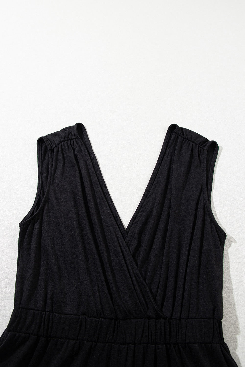 Black Wide Leg Sleeveless Jumpsuit – Casual V-Neck Everyday One Piece