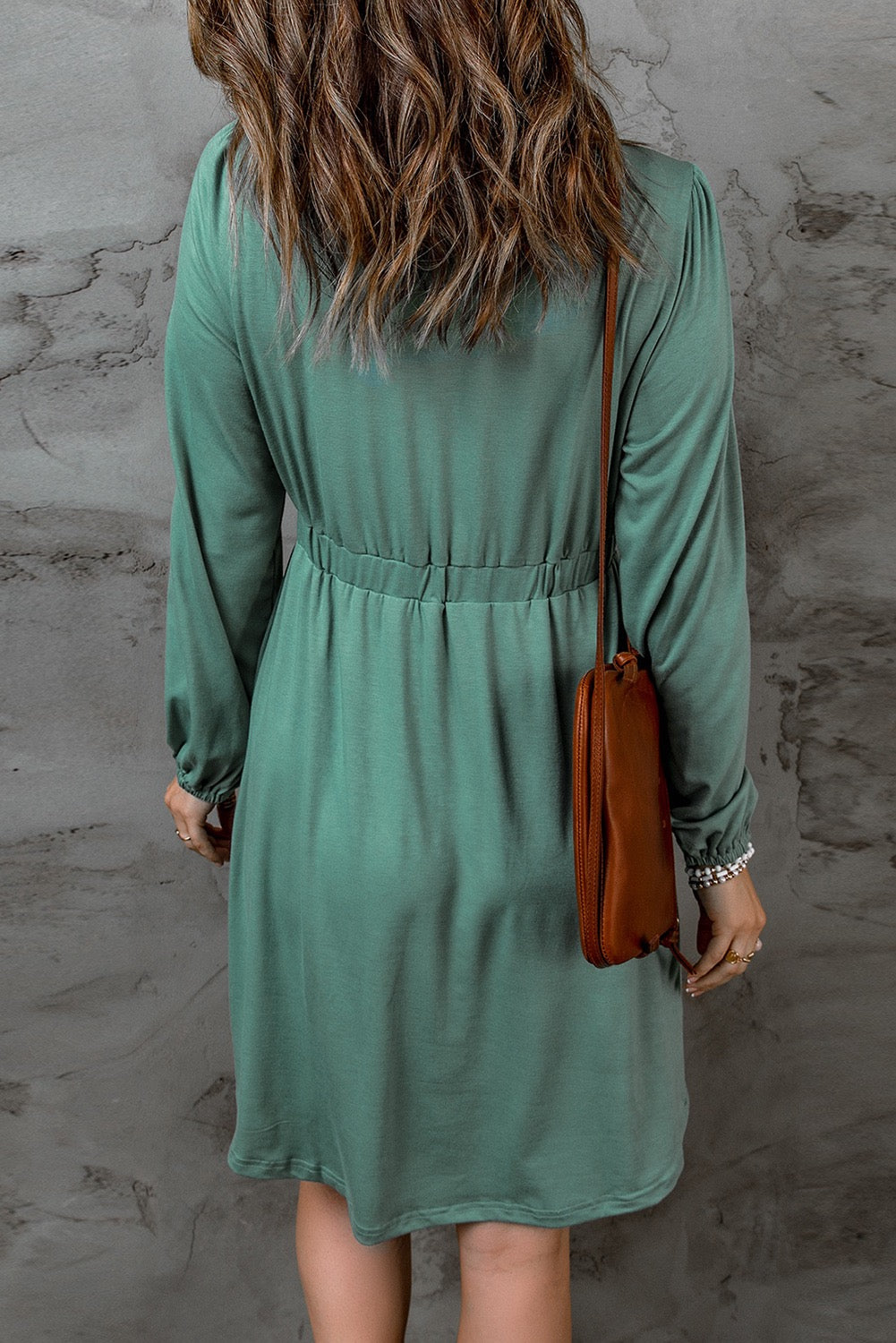 Sage Button-Front Long Sleeve Empire Waist Dress | Casual Chic Womens Dress XL (16-18) Sage Button-Front Long Sleeve Empire Waist Dress | Casual Chic Womens Dress XL (16-18)