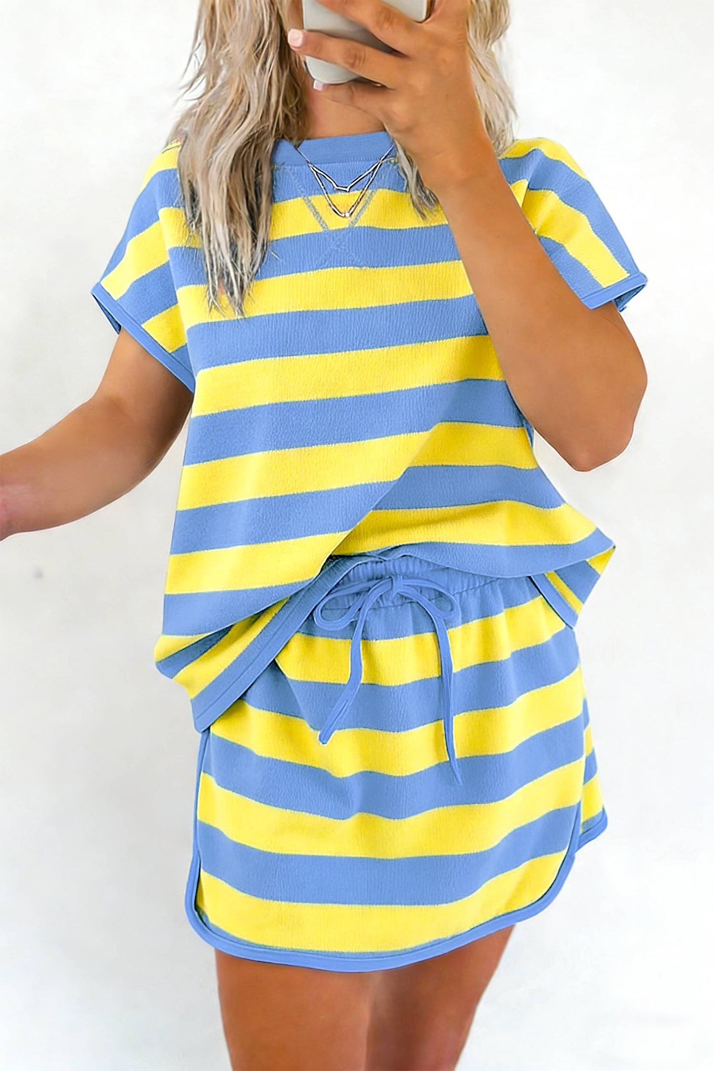 Sunshine Stripe Active Too & Skort Set | Casual Two-Piece Set