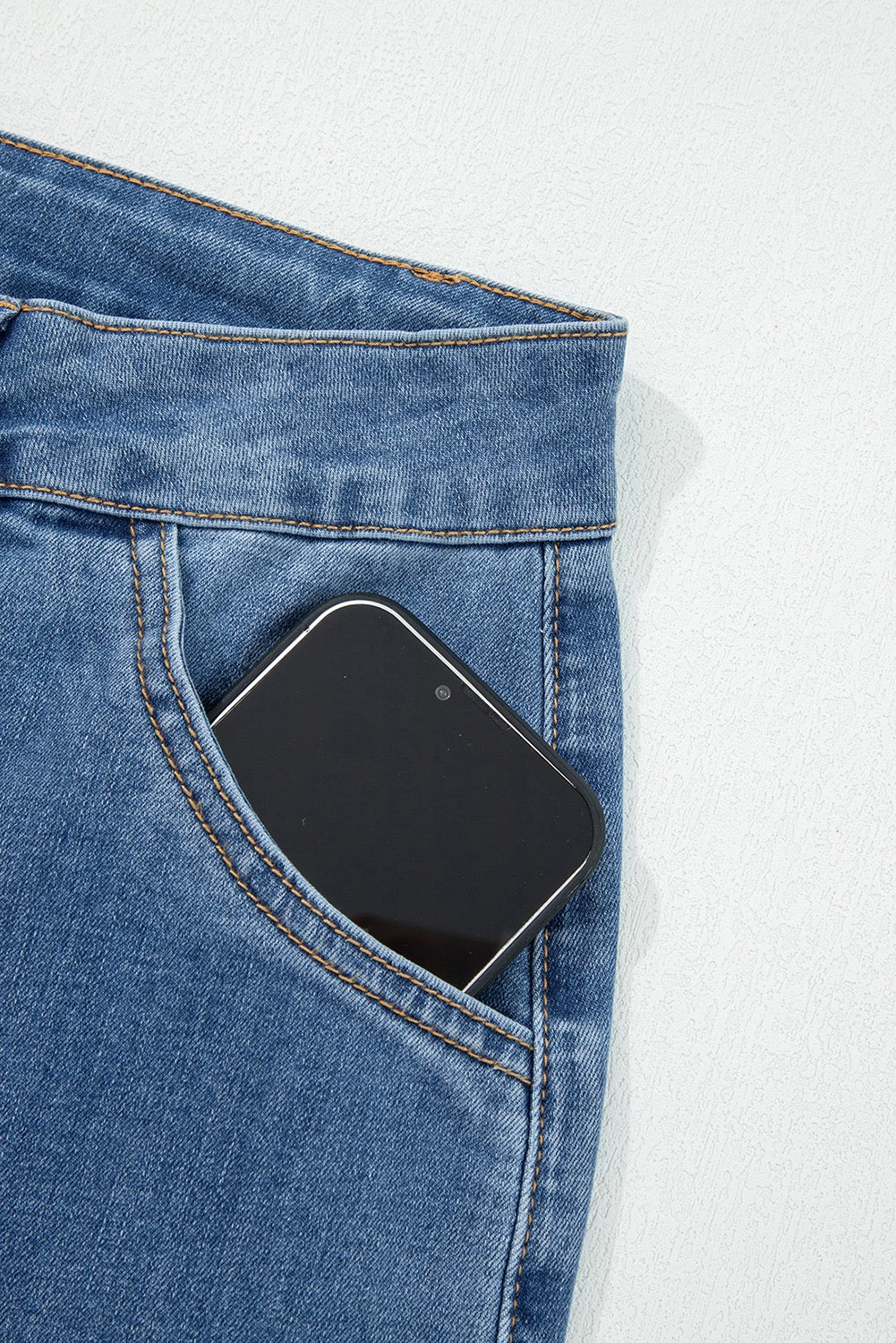 High-Rise Front-Pocket Wide Leg Jeans with Vintage Button Detail (Restocked Pre-Order)