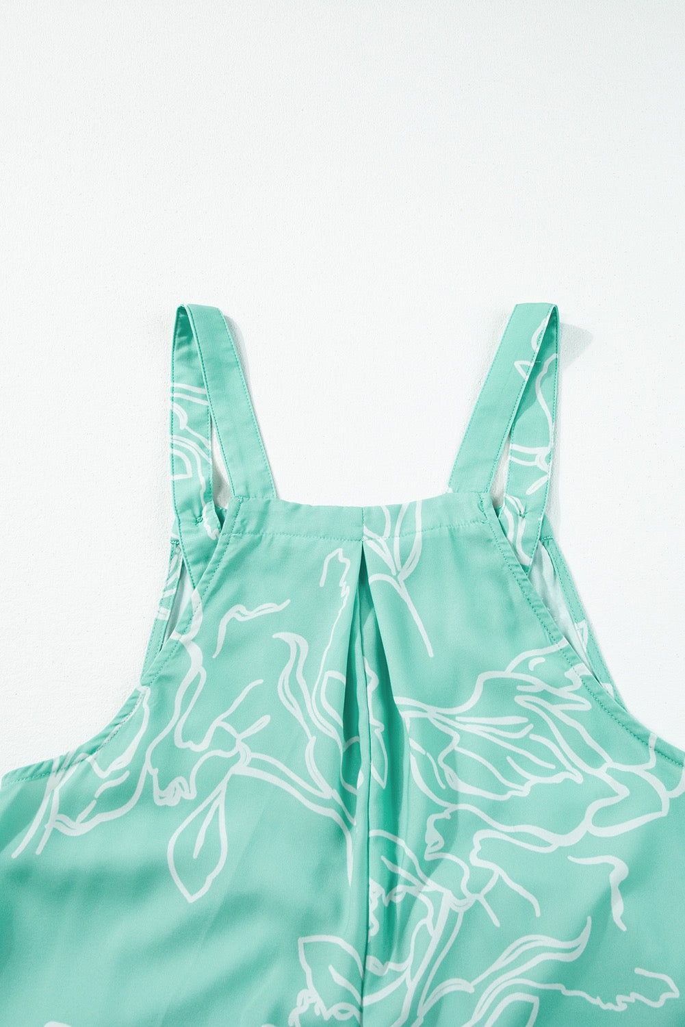 Mint Green Wide Leg Jumpsuit for Women – Flowy Spring Summer Vacation Outfit with Adjustable Straps & Pockets