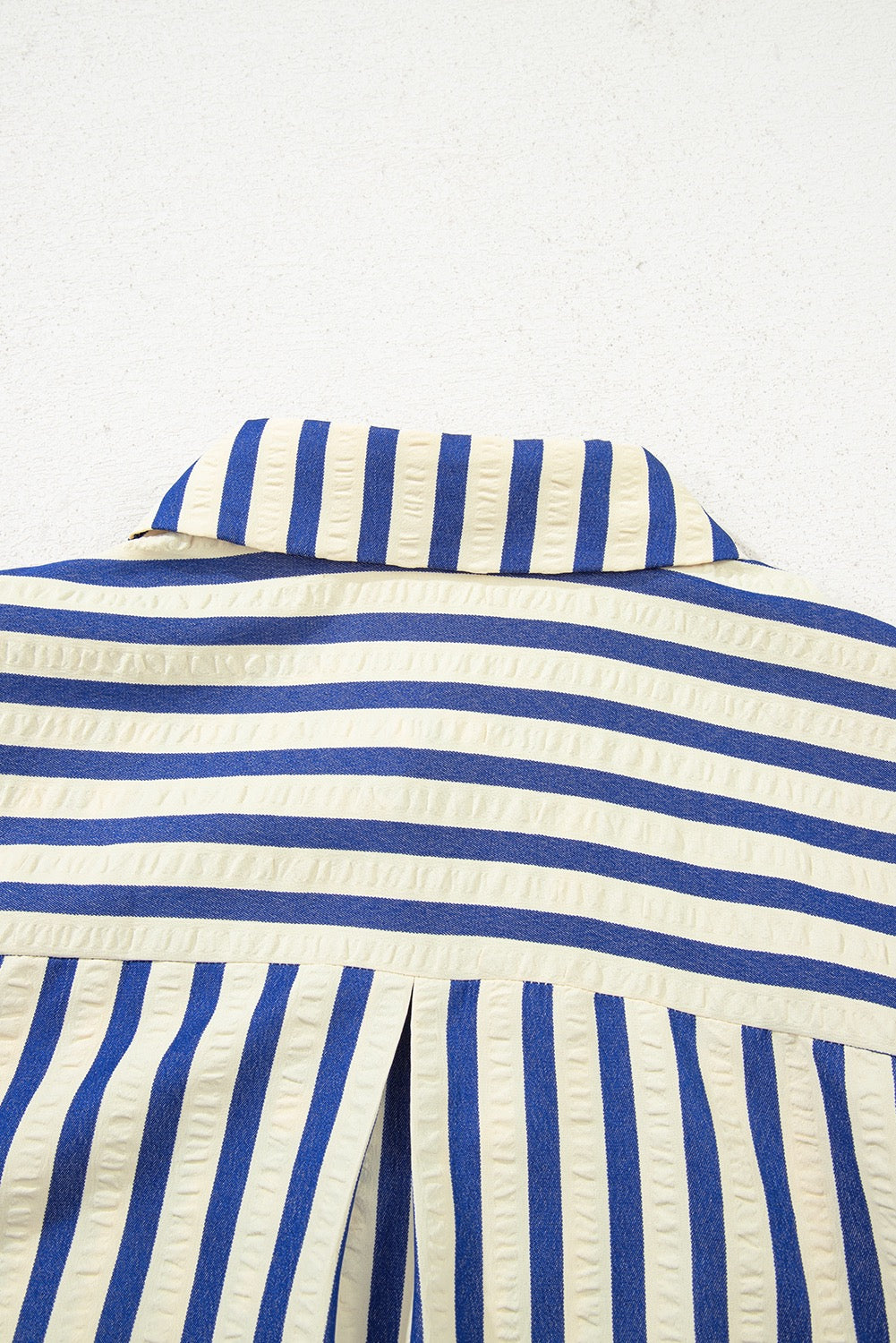 Blue & Ivory Striped Collared Mini Dress for Women | Chic Long Sleeve Boutique Shirt Dress