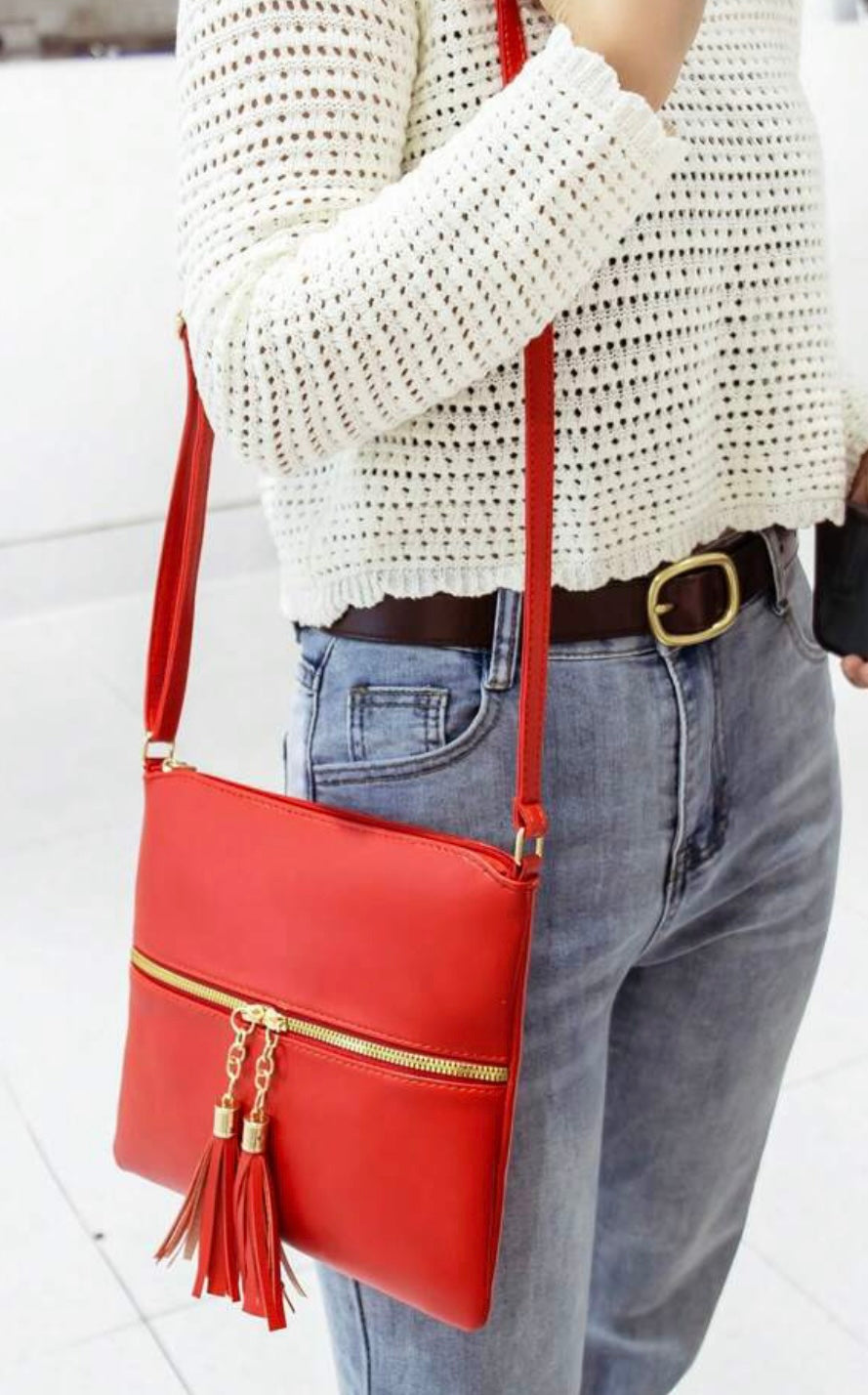 Luxie Tassel Shoulder Handbag - Red