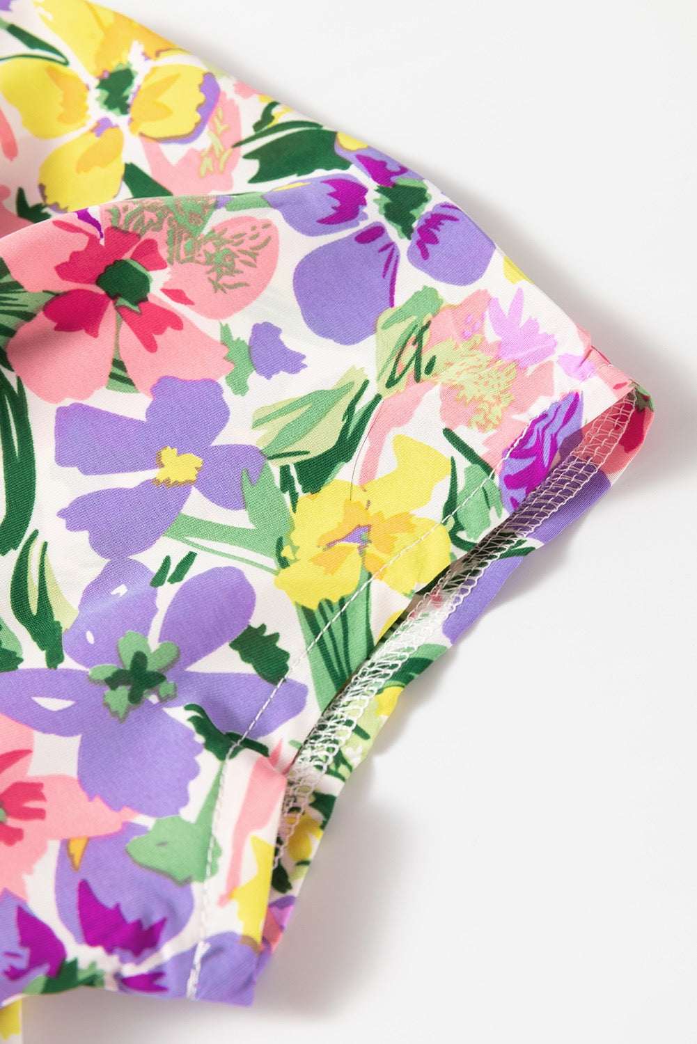 Women’s Floral Puff Sleeve Blouse – Colorful Lavender Spring Summer Top for Work, Casual & Vacation