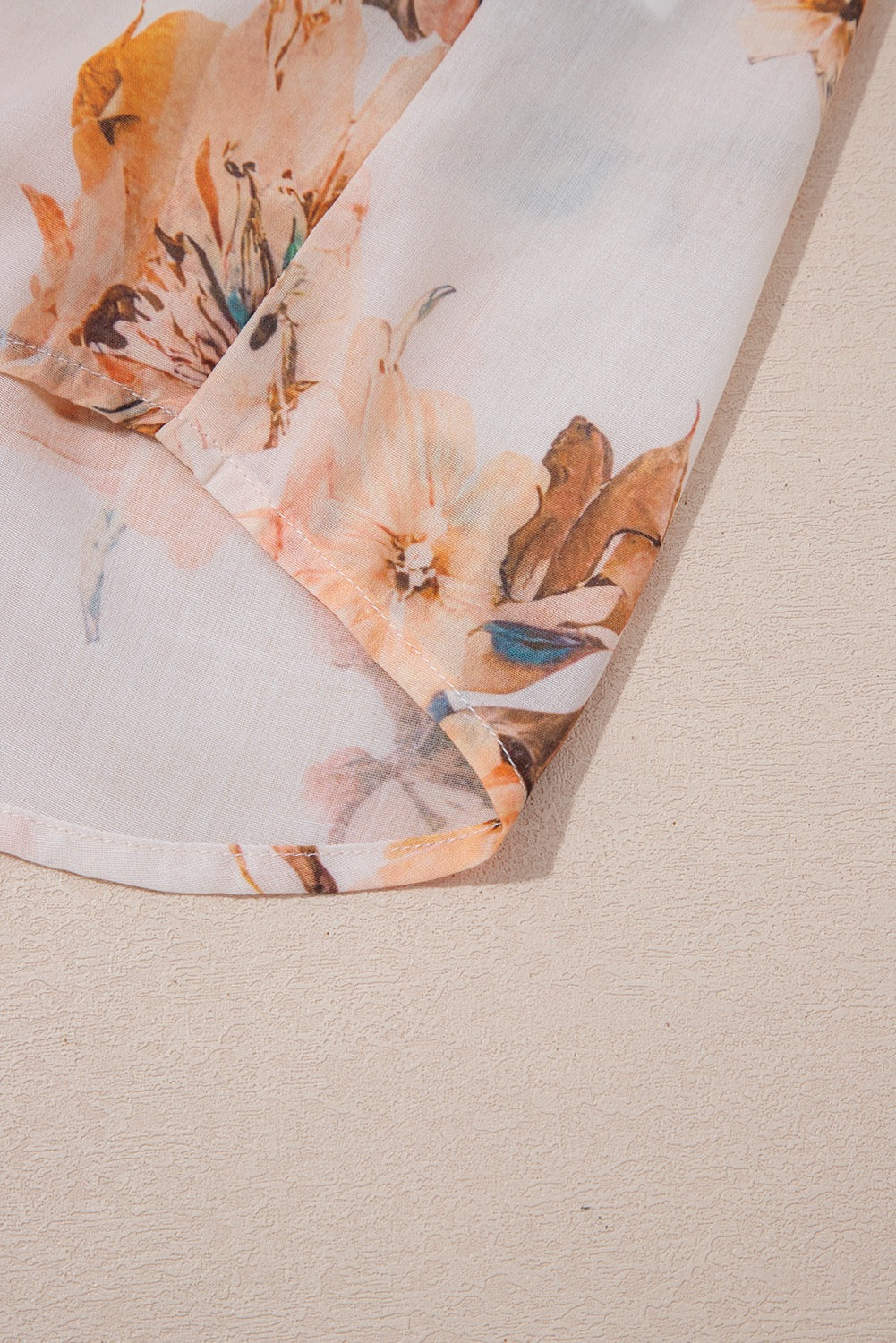 Autumn Floral Puff Button-Down Long Sleeve Blouse