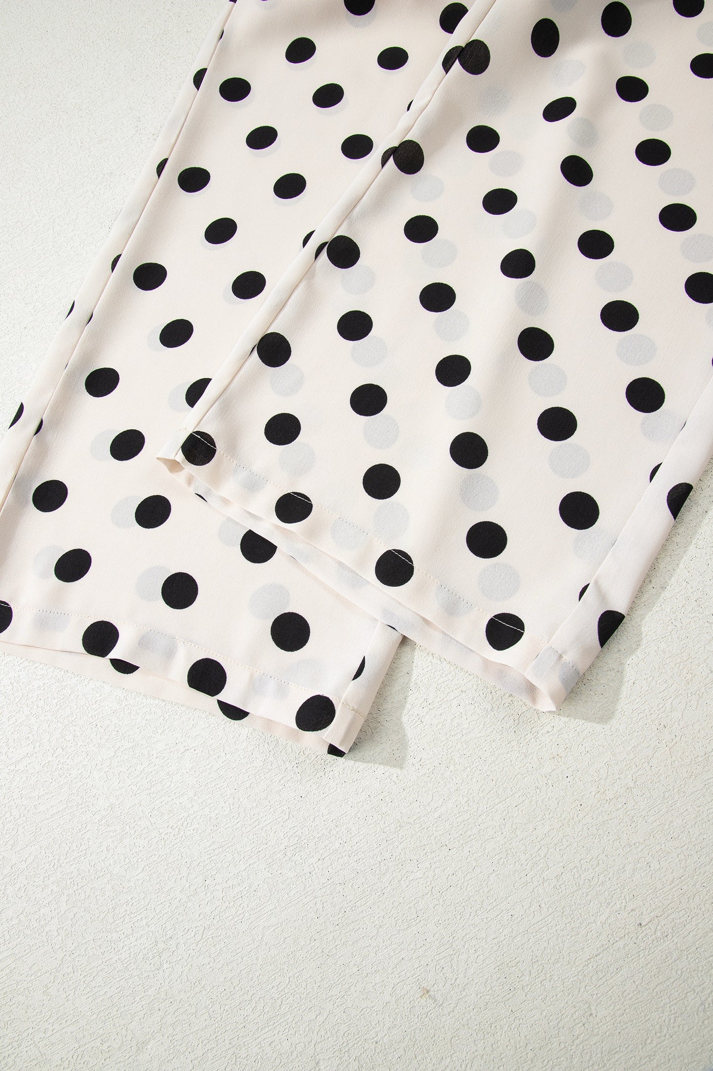 Cream Polka Dot High-Waist Wide Leg Pants with Pockets (Pre-Order)